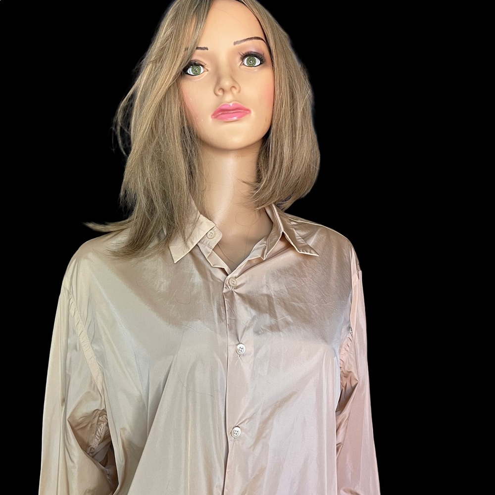 Prada women beige shirt size 40 (4)USA - Picture 5 of 14